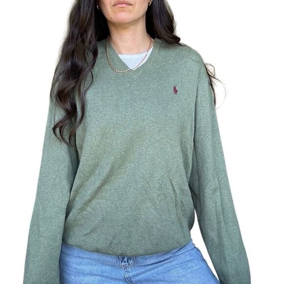 Polo Ralph Lauren Pima Cotton V Neck Green Pullover Sweater Size XL Mens NWOT - Picture 1 of 6
